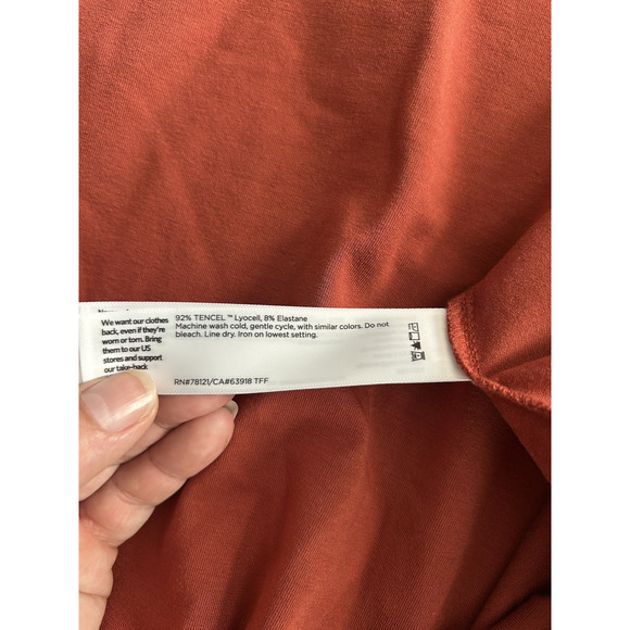 Eileen Fisher Stretch Midi Shift Dress Womens Size Medium Burnt Orange Classic - Picture 4 of 6